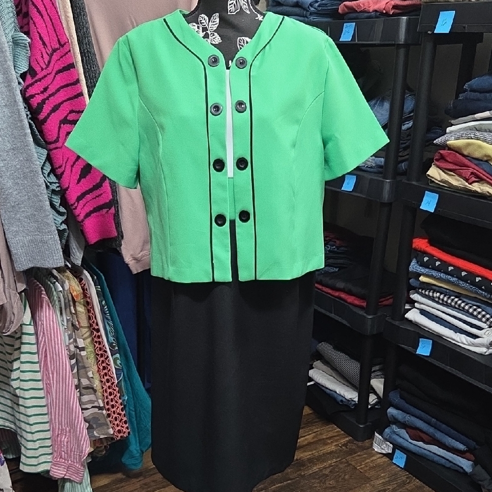 Anthony Richards Green and Black Skirt Set